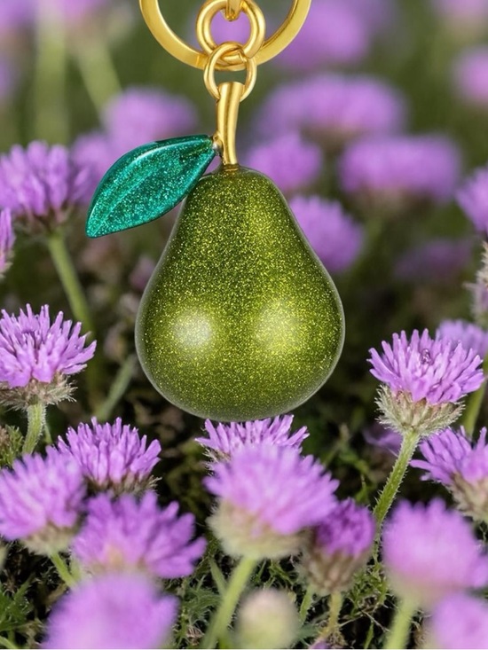 Handbags - Pear green glitter bag,charm keychain resin, and metal New